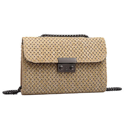 

Straw Shoulder Messenger Handbags Women Chain Flip Small Square Box Bags