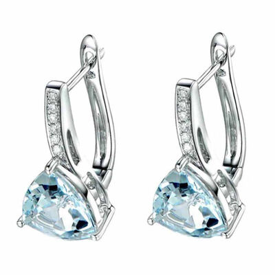 

Elegant Women Faux Sapphire Rhinestone Inlaid Drop Huggie Earrings Eardrops
