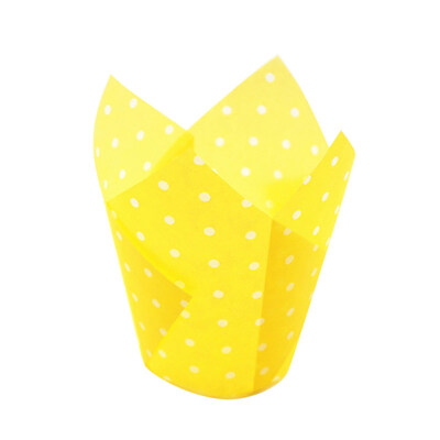

50Pcs Dots High Temperature Resistant Cake Paper Cup Tulip Muffin Case Liners