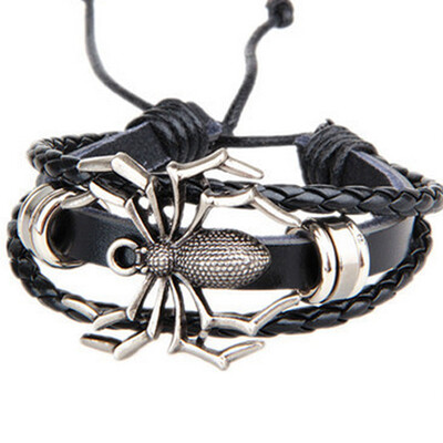 

Black Leather Bracelet Women Men Summer Style Fashion Punk Accessories Spider PU Bracelets