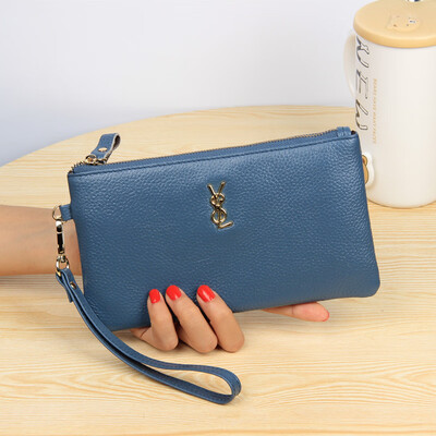 

2019 new first layer cowhide wallet female long zipper ultra-thin leather wallet Korean version of the wallet women