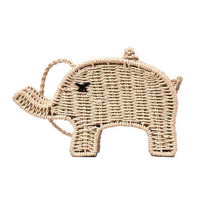 

Summer Beach Elephant Straw Handbag Women Mini Shoulder Bag Crossbody Totes