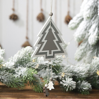 

〖Follure〗Christmas Wooden Four-layer Hollow Pendant Creative Cute Hanging Pendant