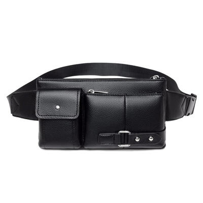 

Vintage Solid Color Shoulder Waist Fanny Belt Packs Leather Men Chest Bags