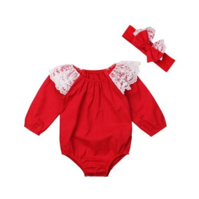 

Christmas Toddler Baby Girl Lace Bodysuit One Piece Romper Jumpsuit Clothes 0-2T