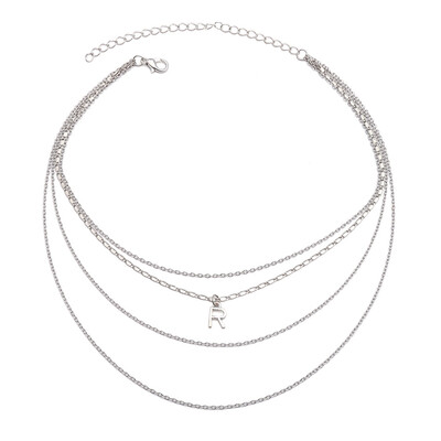 

Fashion Multi Layer Choker Necklace for Women Silver Gold Color Party Jewelry Letter Charms Collar Necklace Pendant