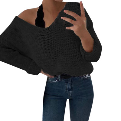 

〖Follure〗Fashion Winter Womens Casual Solid Full Sleeve V-Neck Lazy Loose Sweater