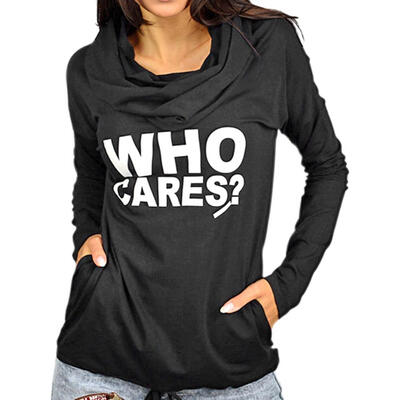 

Autumn Pile Collar Letter Printing Pullover Women Loose Long Sleeve Tops