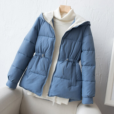 

Toponeto Women Fashion Loose Outerwear Short Cotton-padded Jackets Pocket Hooded Coats