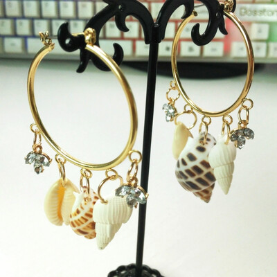 

Statement za Geometric Pearl Hoop Earrings Unique Irregular Shell Earrings For Women Fashion party Jewelry Boho Shell Bijoux