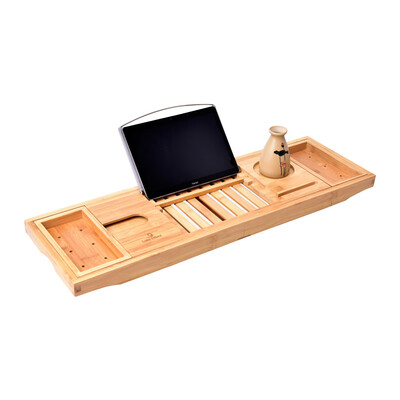 

Bathtub Caddy Tray Bamboo Spa Bathtub Caddy Organizer Serving Tray Book Wine Holder Nonslip Bottom Extendable Sides