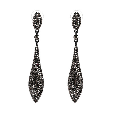 

2018 New Arrival Black Long Earrings Rhinestone Brincos for Wedding Drop Earrings Fashion Jewelry Dress C3403-1