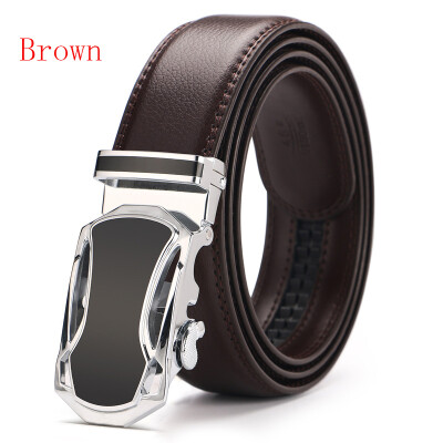 

New Automatic Buckle Cowskin Brown Belt Good Quality Genuine Leather Luxury Strap Male Belts For Men Jeans Wide 110-130cm long