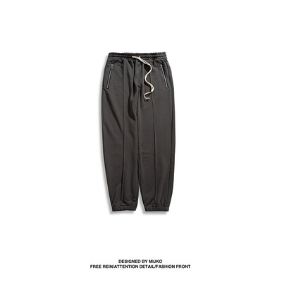 

MIJKO mens clothing womens autumn&winter new car bones zipper loose beam pants high street men&women with the same paragraph casual pants