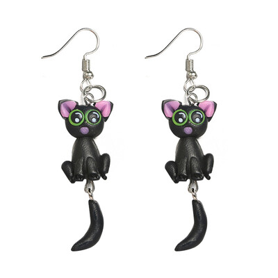 

Women Fashion Jewelry Decor Cute Animal Mouse Cat Tail Dangle Hook Earrings