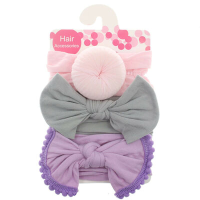 

New Girl Kid Baby Bow Hairband Headband Stretch Turban Knot Head Wrap Gift 3pcs