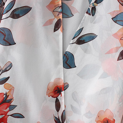 

New Summer Women Chiffon Bikini Cover Up Kimono Floral Print Long Sleeve Cardigan Boho Beachwear