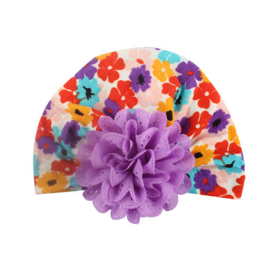 Infant Toddler Kids Baby Boys Girls Hat Turban Cotton Flower Knot Beanie Hat Cap