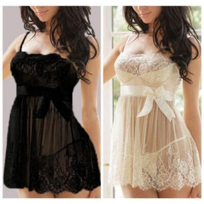 

Sexy-Lingerie Nightwear Underwear G-string Babydoll Women Lace Bra Sleepwear Set