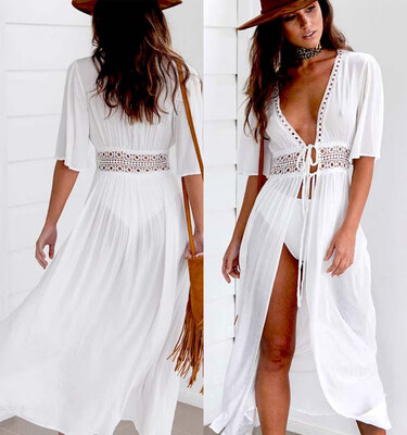 

Womens Bikini Cover Up Swimwear Beach Maxi Wrap Skirt Sarong Kimono Kaftan Dress