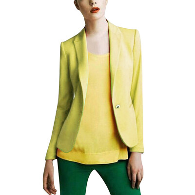 

Toponeto Womens Casual Solid Color Long-Sleeved Button Slim Cardigan Blazer Coat