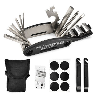 

Bicycle Repair Tool Kit 16 in 1 Multifunction Bike Fix Tools with Portable Bag Two Tire Lever Bike Repair Tool