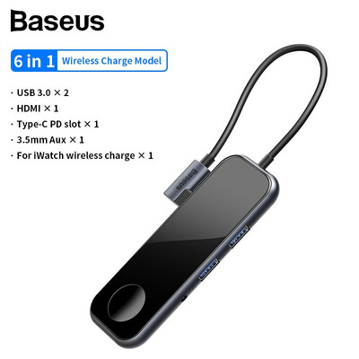 

Baseus Multifunctional HUB for MacBook Pro Type-C to USB3HDMIRJ45SDTF HUB adapter for iWatch with wireless charger