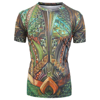 

Short Sleeves Faux Belt Print Casual T-shirt