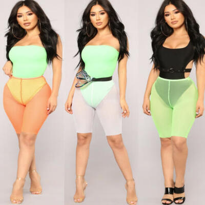 

Women Mesh Bikini Midi Pants Cover Up Shorts Summer Sheer Swimwear Beachwear