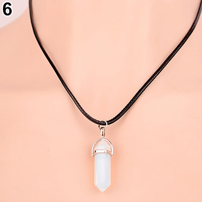 

Faux Gemstone Rock Natural Quartz Healing Point Chakra Reiki Pendant Rope Necklace