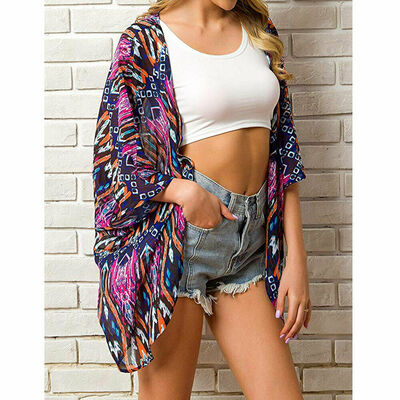 

Women Chiffon Beach Bathing Suit Cardigan Bikini Swimwear Cover Up Kimono Dress