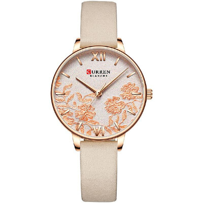 

CURREN 9065 Elegant Exquisite Casual Business Quartz Women Watch Sakura Flower Embossed Simple Wrist Watch 3ATM Waterproof Wristwa