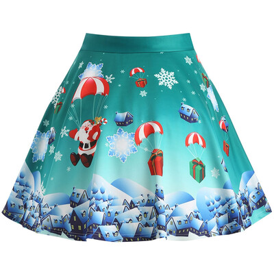 

Christmas Gift Santa Claus Print Plus Size Skirt