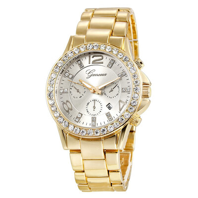 

Geneva watches New business mens watches Mens watches Alloy diamond watch Three-eye steel belt quartz watch