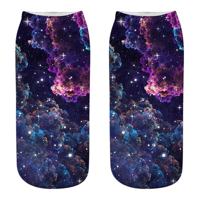 

Women Socks 3D Print Fashion Starry Sky Cotton Socks Women Outter Space Funny Socks For Girl Lady Boat Socks Short Socks