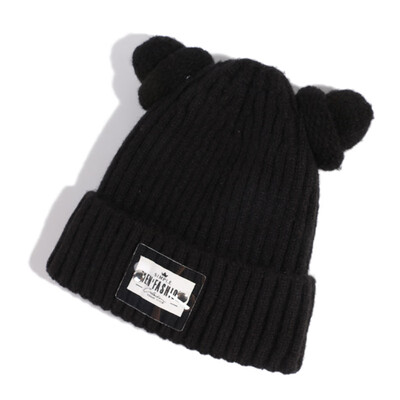 

Hat lady autumn&winter cute hundred tied wool hat Korean letter paste cold hat students warm knitted hat