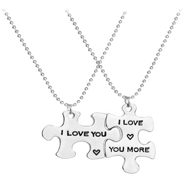 

CREATUVE LETTERS I LOVE MORE LOVERS NECKLACE Couple Jewelry Gift