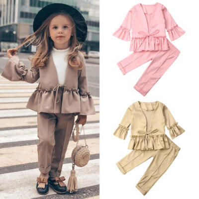 

Kids Baby Girls Autumn Formal Party Suit Jacket Tops CoatLong Pants Outfits Set