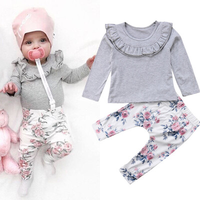 

Newborn Infant Baby Kid Girls T-shirt TopsFloral Long Pants Outfits Clothes Set