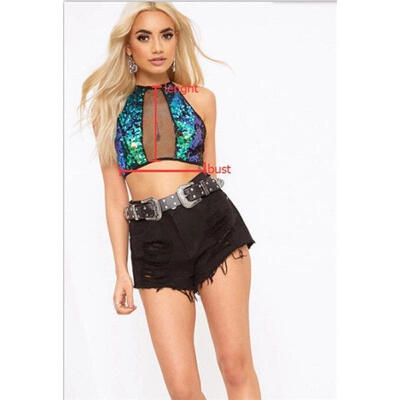 

AU Women Sexy Backless Sequins Vest Strapless Party Clubwear Tank Tops Shirt