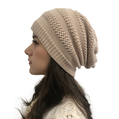 

Tailored Women Fashion Outdoor Solid Splice Hats Hollow Crochet Knit Holey Beanie Cap