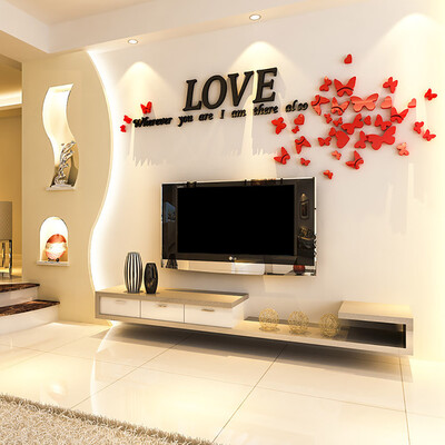 

〖Follure〗Removable 3D Leaf LOVE Wall Sticker Art Acrylic Decals Sofa BedRoom Mural Decor