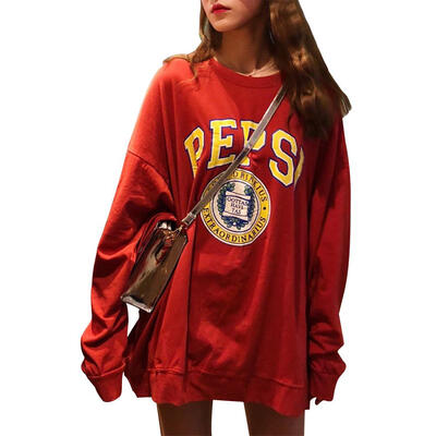 

Thin Women Long Sleeve Print Korean Loose Autumn Fashion Leisure Sweatshirt