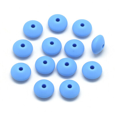 

Food Grade Environmental Silicone Beads Chewing Beads For Teethers DIY Nursing Necklaces Making Rondelle DeepSkyBlue 12x67mm