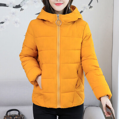 

Tailored Fashion Women Winter Warm Hooded Cotton Winter Jacket Solid Long-Sleeved Coat