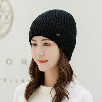 

Hat Female Autumn&Winter Pure Colored Couple Knitted Wool Cap Light Plate Warm Cover Cold Cap for Men&Women
