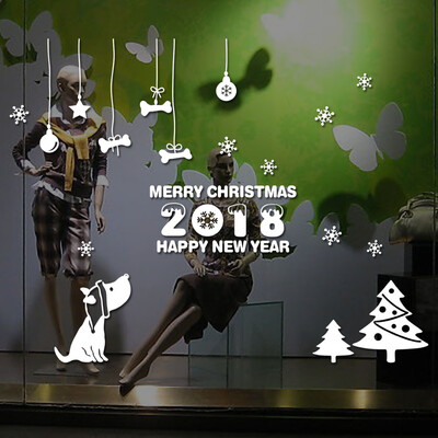 

〖Follure〗Happy New Year 2018 Merry Christmas Wall Sticker Home Shop Windows Decals Decor