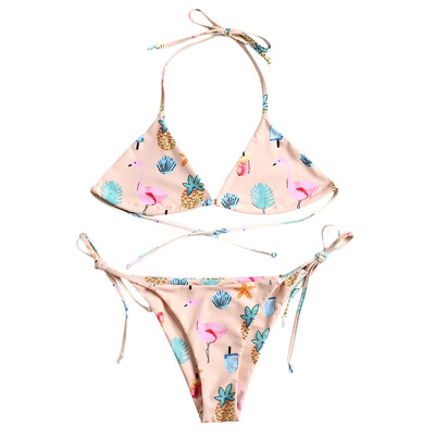 

Self-tie Flamingo Tropical String Bikini