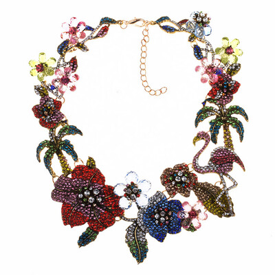 

Bohemian Luxury Wedding Flowers Animal Crystal Statement Necklace for Women Fashion Collar Necklace
