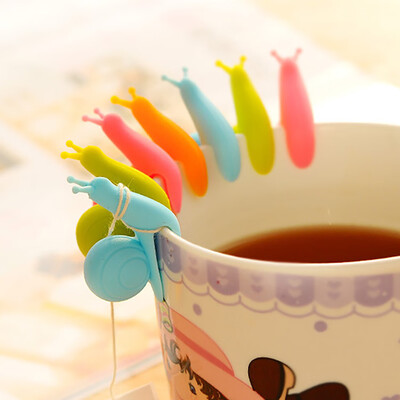 

Gobestart 10pcs Cute Snail Shape Silicone Tea Bag Holder Cup Mug Candy Colors Gift Set